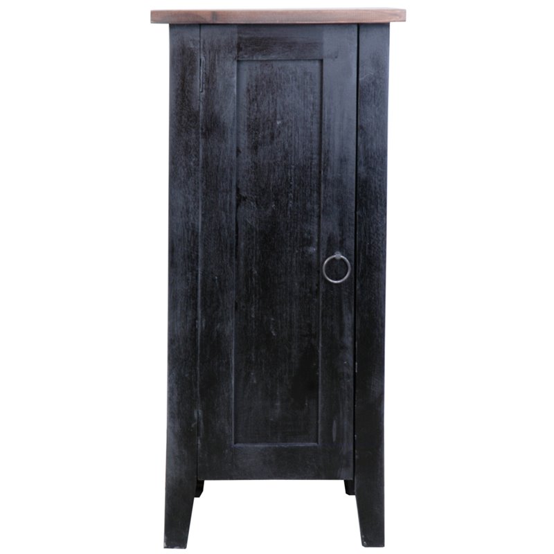 Sunset Trading Cottage 1 Door Mid-Century Accent Cabinet in Antique Black Wood