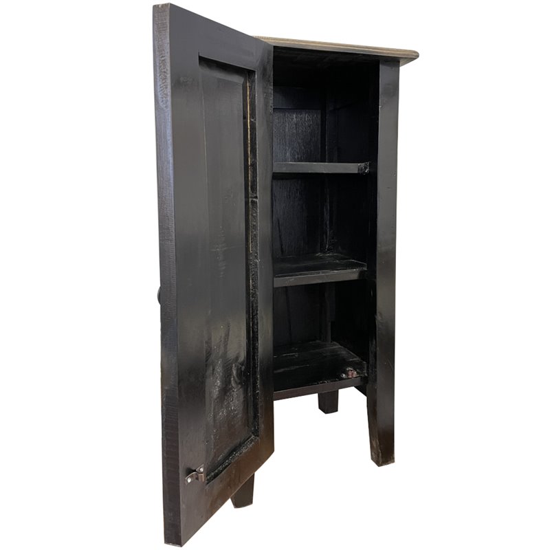 Sunset Trading Cottage 1 Door Mid-Century Accent Cabinet in Antique Black Wood