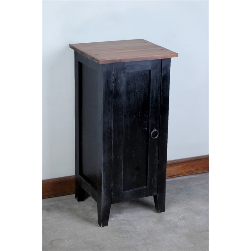 Sunset Trading Cottage 1 Door Mid-Century Accent Cabinet in Antique Black Wood