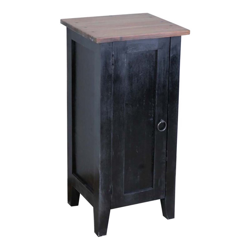 Sunset Trading Cottage 1 Door Mid-Century Accent Cabinet in Antique Black Wood
