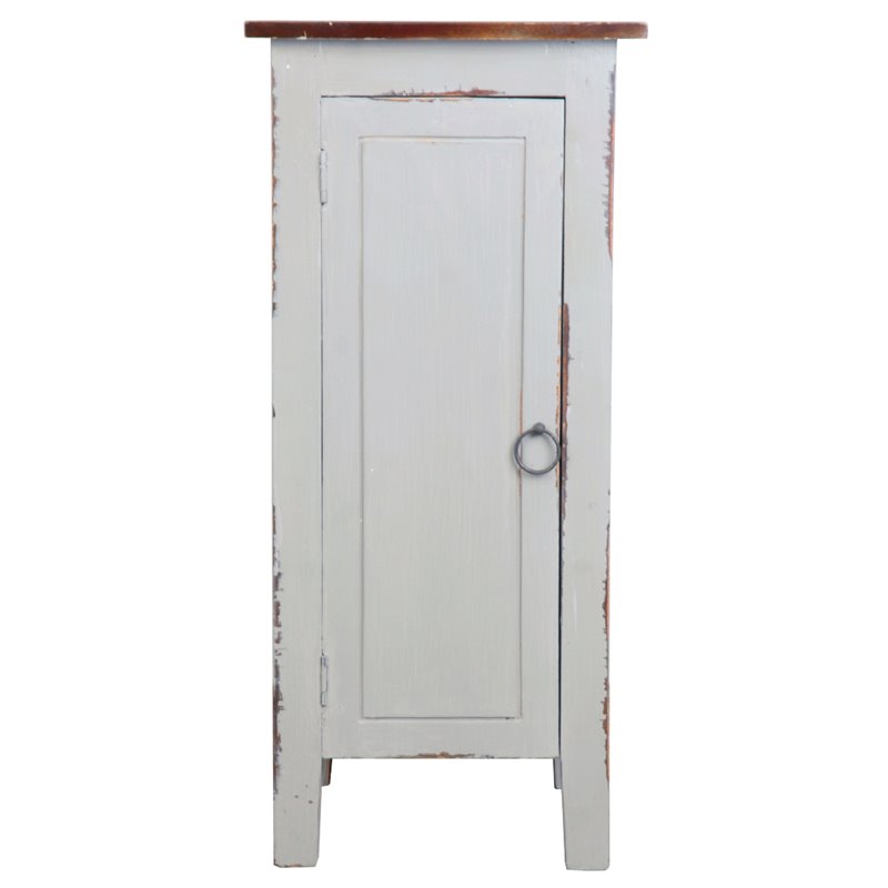 Sunset Trading Cottage 1 Door Mid-Century Accent Cabinet in Antique Gray Wood