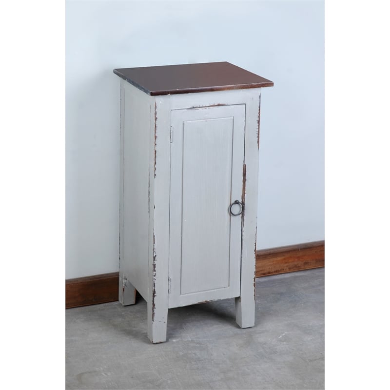 Sunset Trading Cottage 1 Door Mid-Century Accent Cabinet in Antique Gray Wood