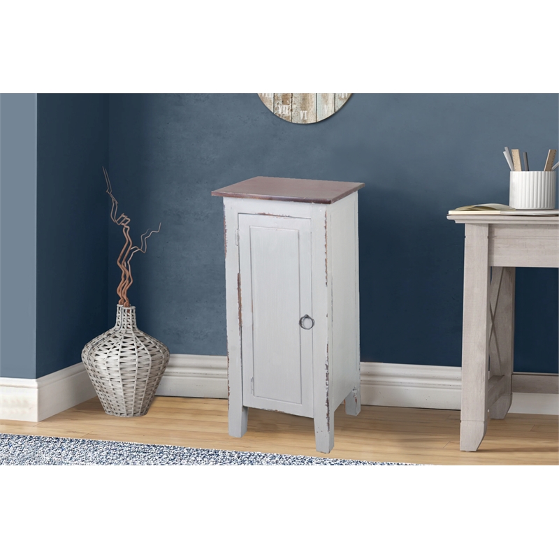 Sunset Trading Cottage 1 Door Mid-Century Accent Cabinet in Antique Gray Wood