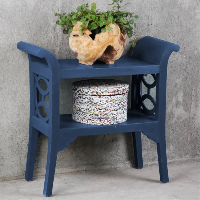 Sunset Trading Cottage Transitional Wood Accent Table and Console in Navy Blue