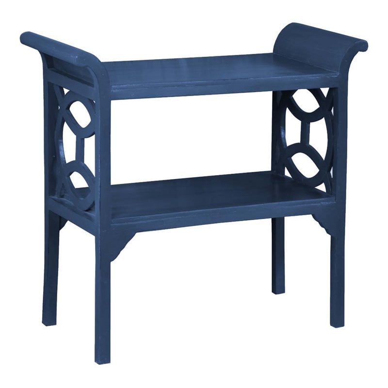 Sunset Trading Cottage Transitional Wood Accent Table and Console in Navy Blue