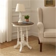 Sunset Trading Cottage Round End Table in Distressed White and Brown Wood