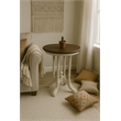Sunset Trading Cottage Round End Table in Distressed White and Brown Wood