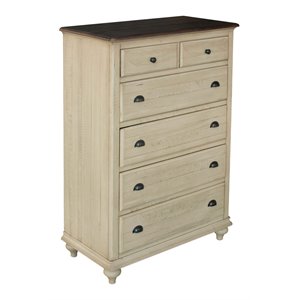 sunset trading shades of sand wood 6-drawer bedroom chest in cream puff/walnut