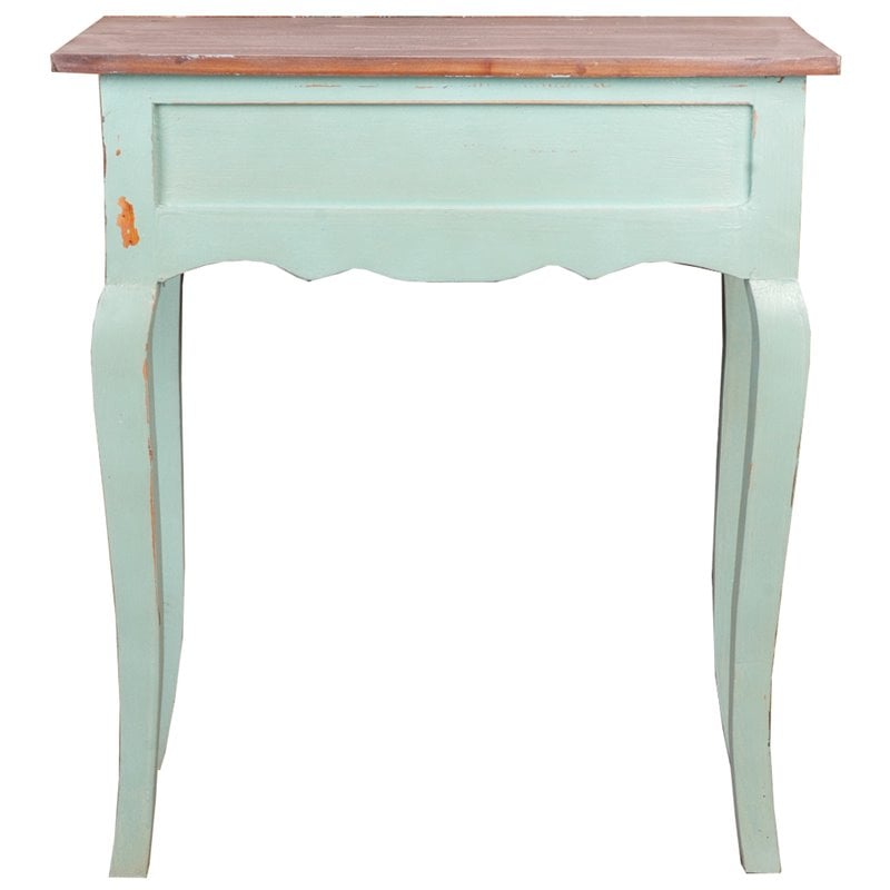 Sunset Trading Cottage Transitional Wood Table with Limewash Top in Bahama Green