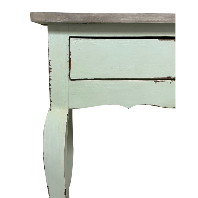 Sunset Trading Cottage Transitional Wood Table with Limewash Top in Bahama Green