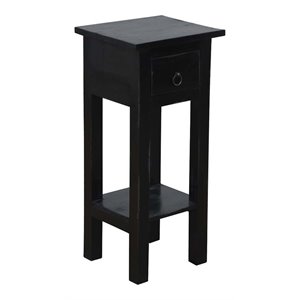 sunset trading cottage narrow wood side table in distressed antique black