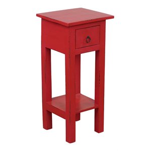 sunset trading cottage narrow wood side table in distressed antique red