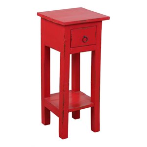 sunset trading cottage narrow wood side table in distressed red