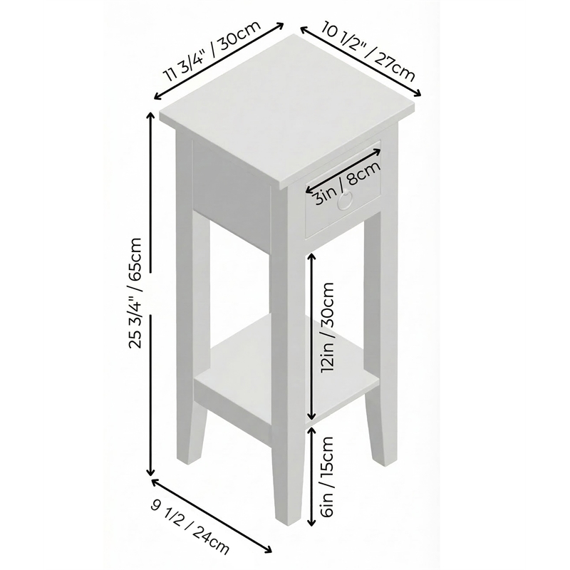 Sunset Trading Cottage Narrow Wood Side Table in Distressed Light Gray