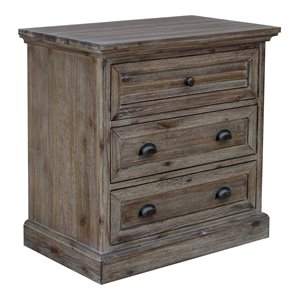 sunset trading solstice 3-drawer wood nightstand in weathered gray and brown
