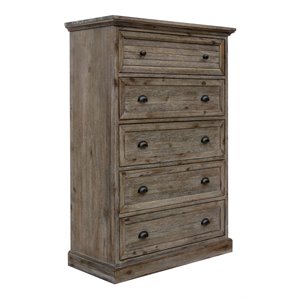 sunset trading solstice 5-drawer wood bedroom chest in weathered gray and brown