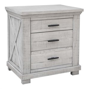sunset trading crossing barn 3-drawer wood bedroom nightstand in distressed gray