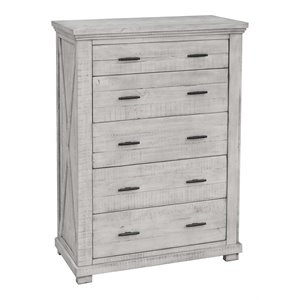 sunset trading crossing barn 5-drawer wood bedroom chest in distressed gray
