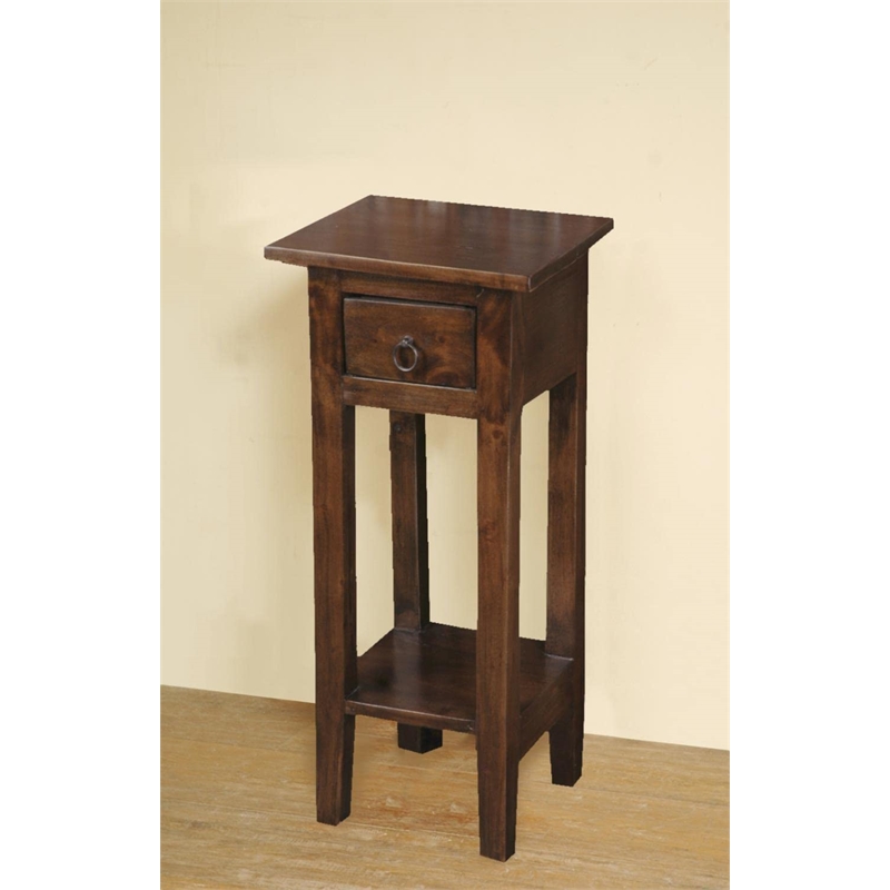 Sunset Trading Cottage Narrow Wood Side Table in Old Java Brown/Antique Iron