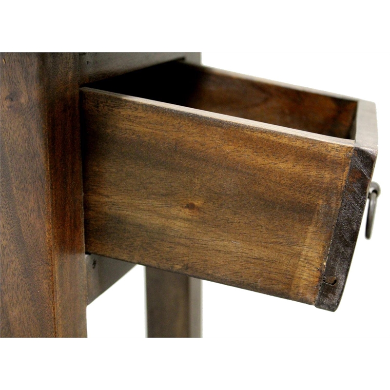 Sunset Trading Cottage Narrow Wood Side Table in Old Java Brown/Antique Iron