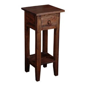 sunset trading cottage narrow wood side table in raftwood brown/antique iron