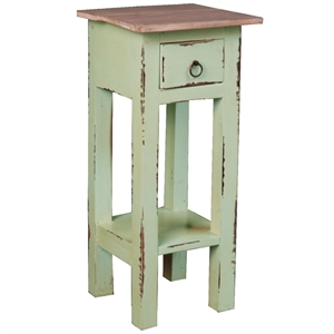 Sunset Trading Cottage Narrow Wood Side Table in Bahama Green and Limewash Top