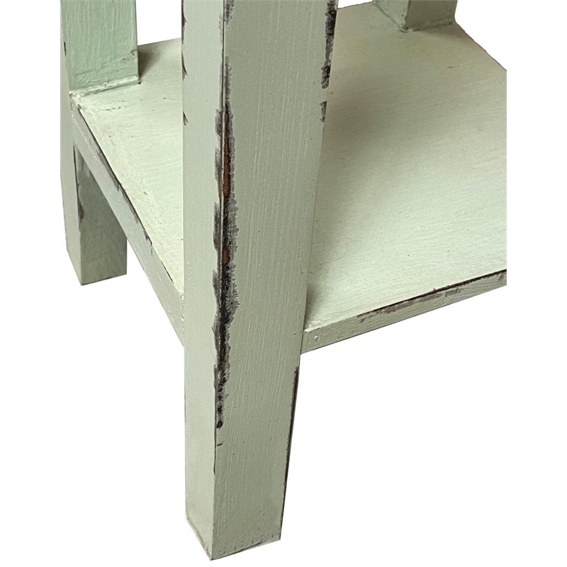 Sunset Trading Cottage Narrow Wood Side Table in Bahama Green and Limewash Top