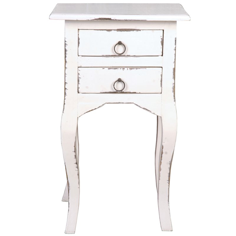 Sunset Trading Cottage Farmhouse Wood Table in Distressed Antique White