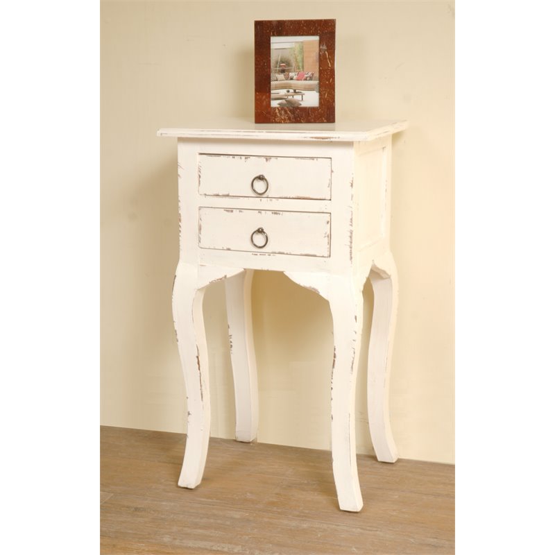 Sunset Trading Cottage Farmhouse Wood Table in Distressed Antique White