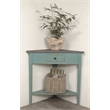 Sunset Trading Cottage Wood Corner Table in Distressed Beach Blue/Raftwood