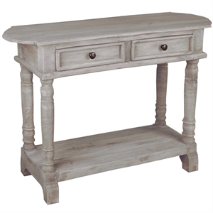 Sunset Trading Cottage Farmhouse Wood Console Table in Natural Limewash