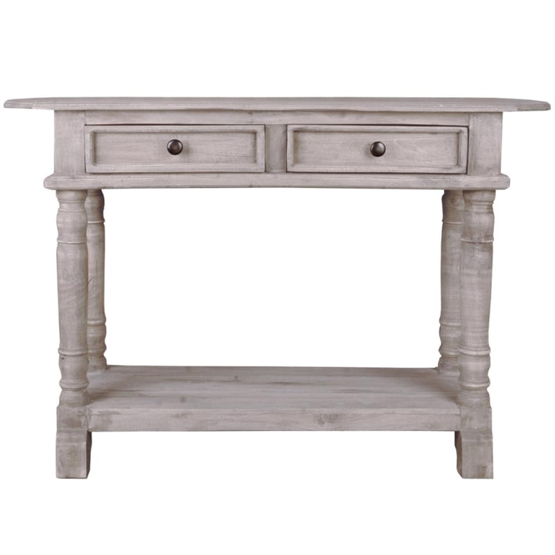 Sunset Trading Cottage Farmhouse Wood Console Table in Natural Limewash