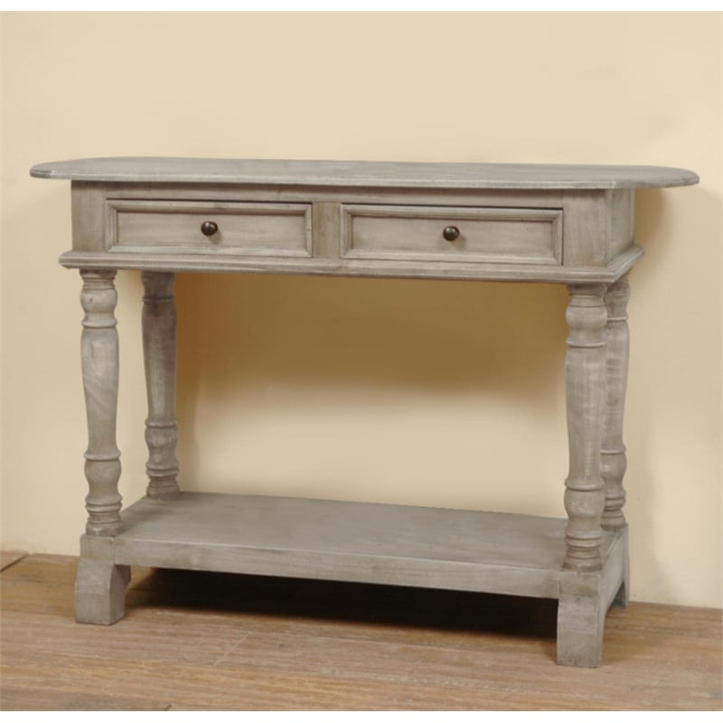 Sunset Trading Cottage Farmhouse Wood Console Table in Natural Limewash