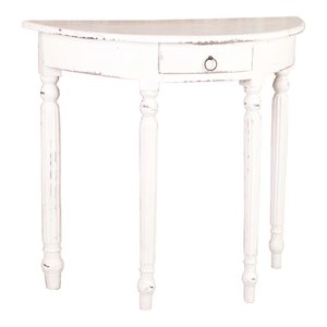 sunset trading cottage rounded front wood console table in distressed white