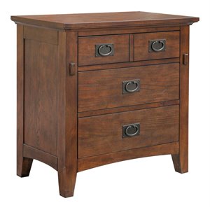 sunset trading mission bay 3-drawer solid wood nightstand in amish brown