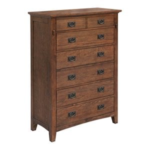 sunset trading mission bay 6-drawer solid wood bedroom chest in amish brown