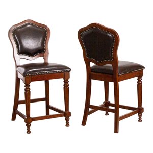 Sunset Trading Bellagio 25&quot Faux Leather Barstools in Brown Cherry (Set of 2)