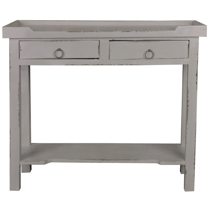Sunset Trading Cottage Wood Console Table with 2 Drawers & Shelf in Antique Gray