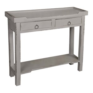 sunset trading cottage wood console table with 2 drawers & shelf in antique gray