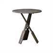 Sunset Trading Cottage Round Boat Oar Wood Accent Table in Distressed Brown/Blue