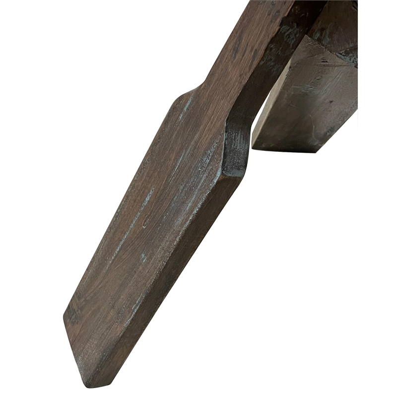 Sunset Trading Cottage Round Boat Oar Wood Accent Table in Distressed Brown/Blue