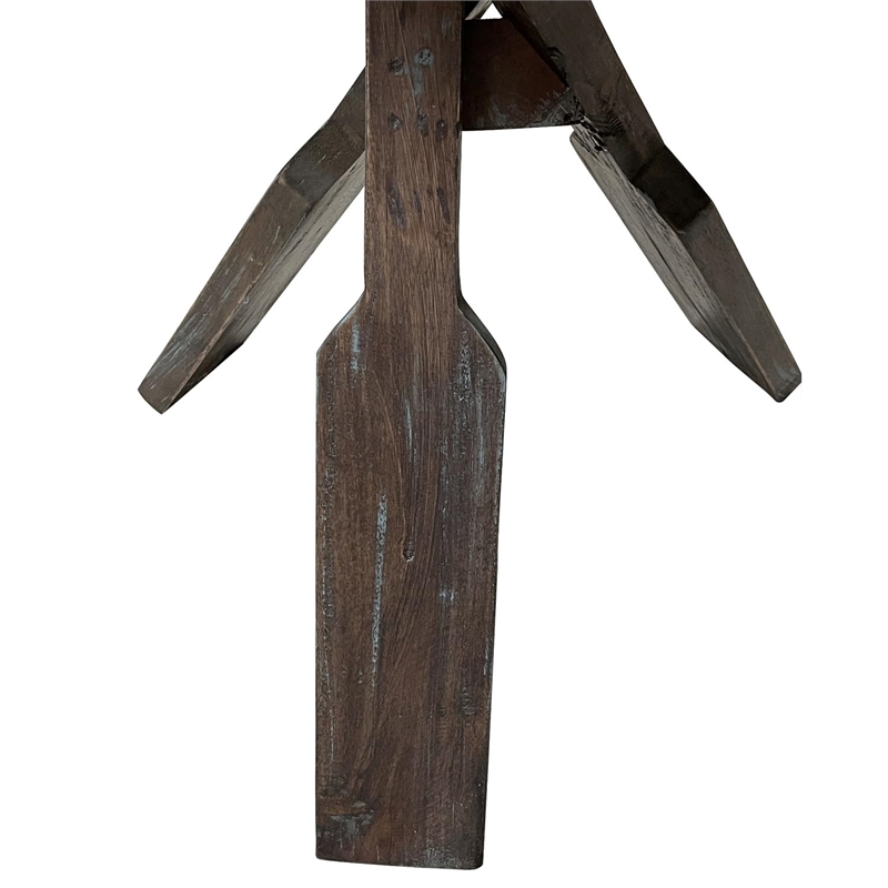 Sunset Trading Cottage Round Boat Oar Wood Accent Table in Distressed Brown/Blue