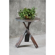 Sunset Trading Cottage Round Boat Oar Wood Accent Table in Distressed Brown/Blue