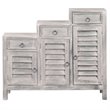 Sunset Trading Cottage Wood 3-Tiered Shutter Cabinet in Distressed Light Gray