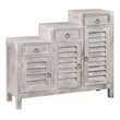 Sunset Trading Cottage Wood 3-Tiered Shutter Cabinet in Distressed Light Gray