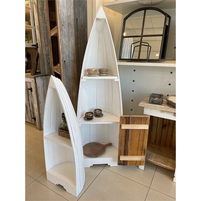 Sunset Trading Cottage 3-Piece Coastal Wood Boat Shelves in Distressed White
