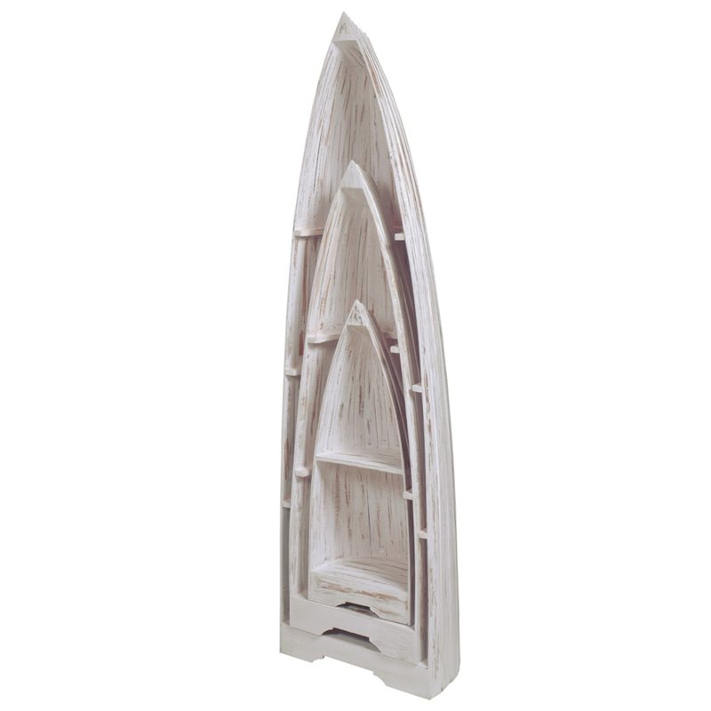 Sunset Trading Cottage 3-Piece Coastal Wood Boat Shelves in Distressed White