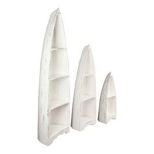 Sunset Trading Cottage 3-Piece Coastal Wood Boat Shelves in Distressed White