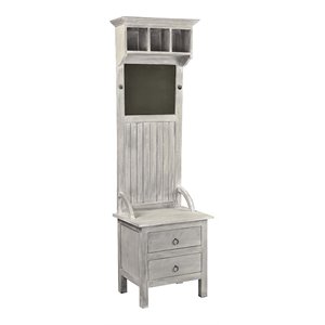 sunset trading cottage wood hall tree with chalkboard & drawers in light gray