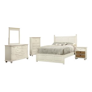 sunset trading ice cream at the beach 5-piece wood queen bedroom set in cream